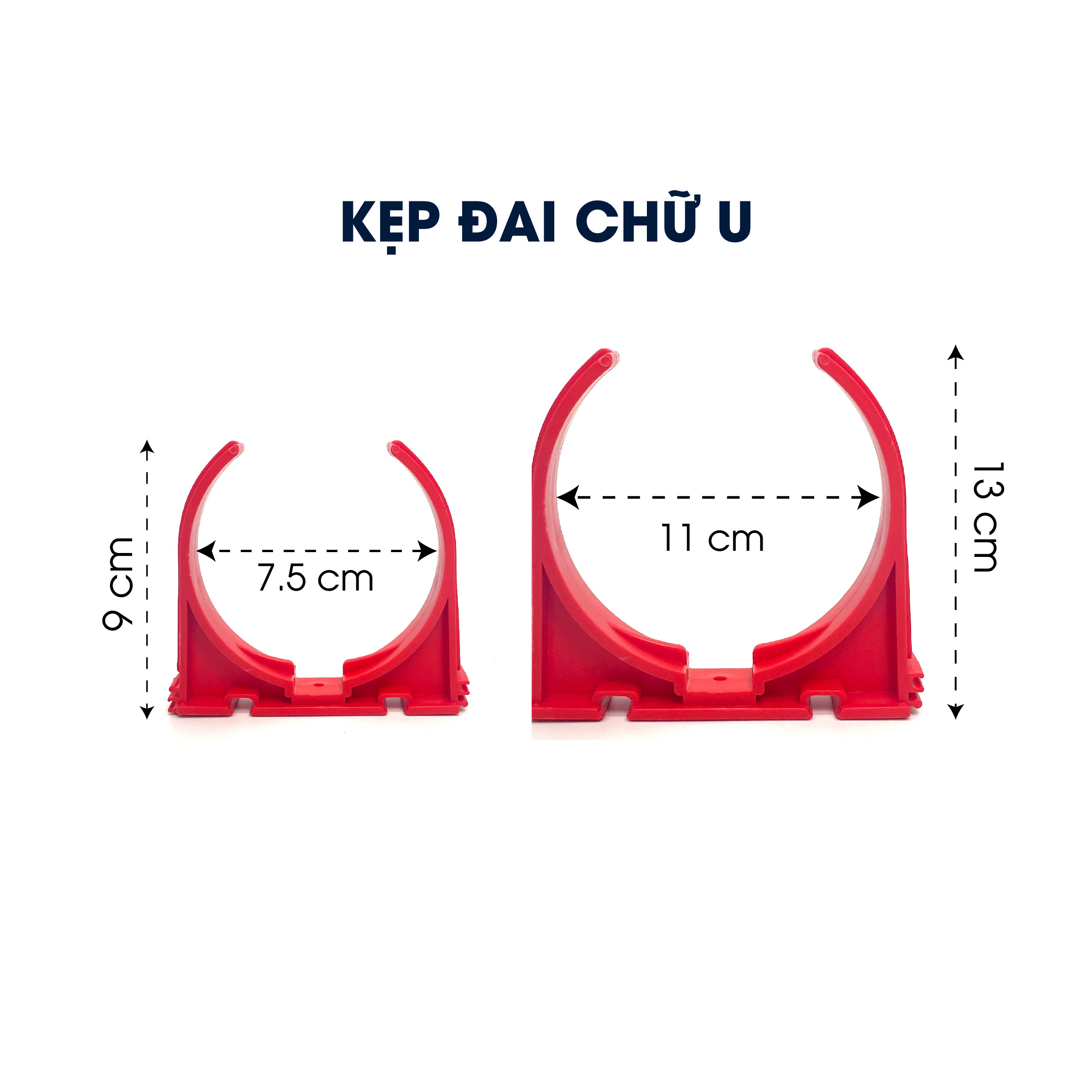 Kích thước kẹp đai chữ U 75mm và 110mm chi tiết