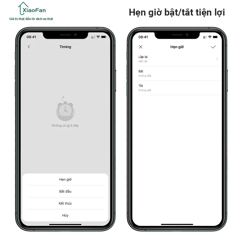 Chế độ hẹn giờ trên app Mi Home