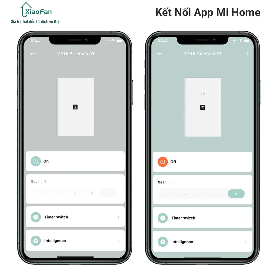 Giao diện điều khiển trên app