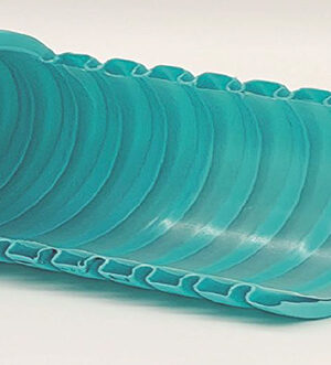 Cấu tạo cắt ngang ống gió tươi HDPE 2 lớp – bề mặt trong nhẵn, ngoài gợn sóng giảm ồn