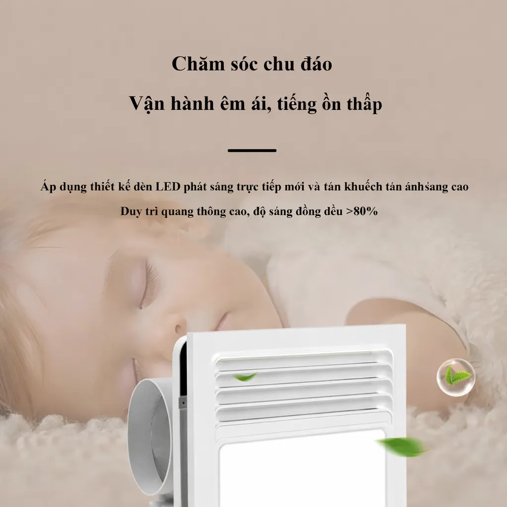 Quạt hút mùi âm trần vận hành êm ái độ ồn thấp dưới 40dB phù hợp phòng ngủ và không gian yên tĩnh