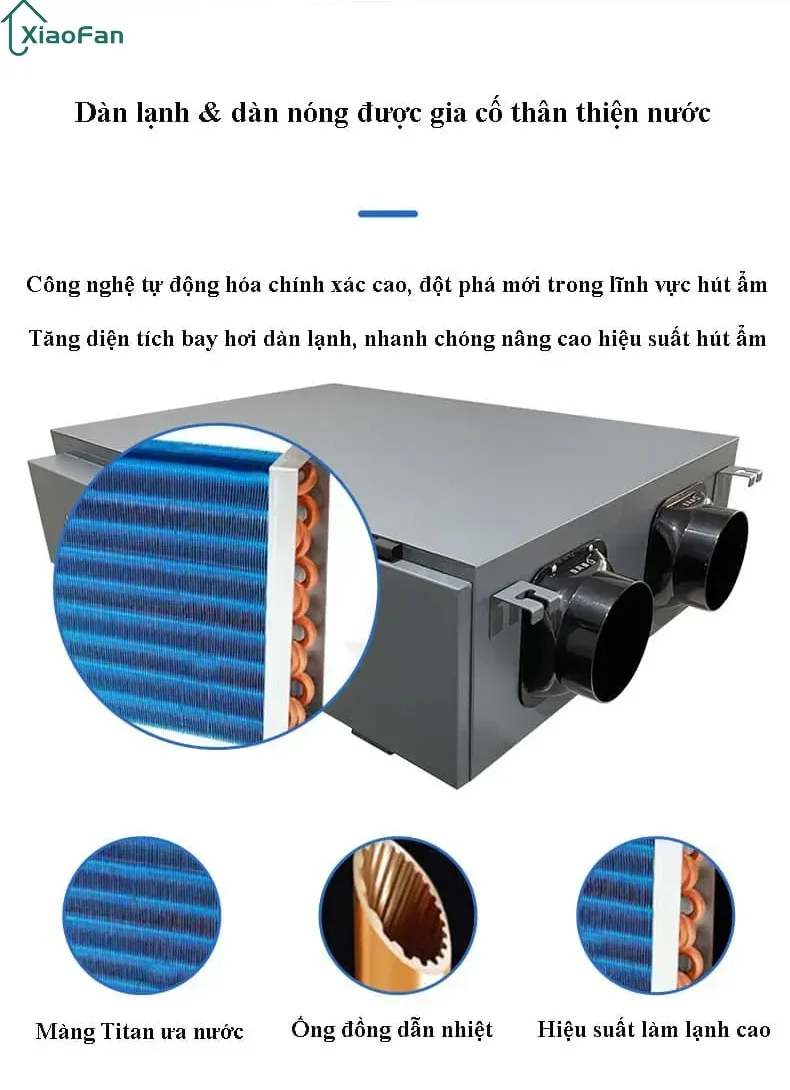 Dàn lạnh và dàn nóng gia cố thân thiện nước của máy hút ẩm cấp khí tươi