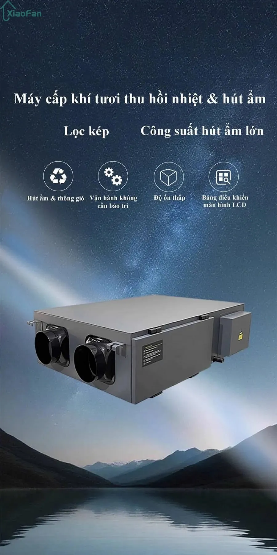 Máy cấp khí tươi thu hồi nhiệt & hút ẩm CS-XFCS-200T với hệ thống lọc kép