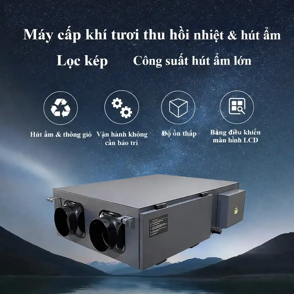 Máy cấp khí tươi thu hồi nhiệt và hút ẩm CS-XFCS với công suất hút ẩm lớn