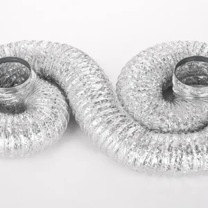 Ống gió mềm nhôm không bảo ôn dạng cuộn tròn, lõi thép đàn hồi dùng cho hệ thống hút mùi và thông gió