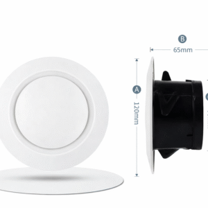 Thông số kích thước cửa gió tròn ABS phi 120mm lắp âm tường
